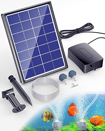 Biling 3,5W Teichbelüfter Solar mit Reserveakku für Teiche bis 600 Liter | 3 Modi leiser Solar Sauerstoffpumpe für teich mit 2200mAh Akku für Außen Gartenteich Aquarium Winterfest, Tag & Nacht Betrieb