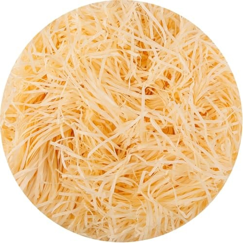 yumcute 200g Raffia Geschreddertes Papier Füllmaterial für Pakete, Geschenkfüllung Papierschnitzel Raffia, Füllmaterial für Geschenkbox/Körbe, Party Hamper, Geschenkverpackung Deko(Gold)