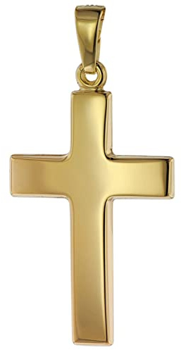 trendor Anhänger Kreuz Gold 585 (14 Karat) 24 mm 75268 | Damen und Herren Goldanhänger, modischer Kreuzanhänger, Geschenkidee, eleganter Schmuck aus Echtgold
