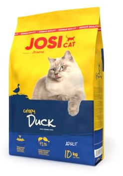 JosiCat Crispy Duck | 10kg | Adult | Katzenfutter trocken mit Ente | Premium Trockenfutter mit knuspriger Ente für erwachsene Katzen | mit wertvollen Fettsäuren & Vitaminen | powered by JOSERA