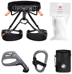 Mammut Ophir 4 Slide Climbing Package M-XL – Komplettes Kletterset mit Gurt, Karabiner, Sicherungsgerät & Chalk Bag, Black