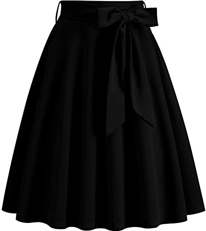 Odizli Rock Damen Knielang Elegant 50er Jahre Vintage A Linie Swing Faltenrock mit Gürtel