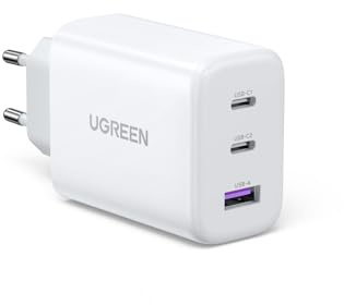 UGREEN USB C Ladegerät 65W PD Netzteil 3-Port Charger Adapter PPS 45W Schnellladegerät kompatibel mit MacBook Pro/Air/Neo, iPad, iPhone 17/16/15/14, Galaxy S25 Ultra, Pixel, Steam Deck (Weiß)