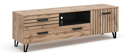 Vicco Lowboard Amber, Eiche, 150 x 48.5 cm, mit Ablagefach für zusätzlichen Stauraum