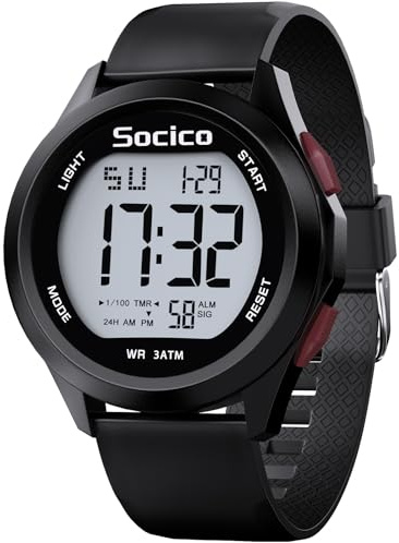 SOCICO Herren Digitaluhr Sport Wasserdicht Outdoor Großes Gesicht Militär Uhren mit Stoppuhr Hintergrund Beleuchtung Alarm Datum Anzeige
