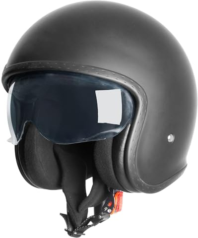 Zorax Mattschwarz XL (61-62cm) ZOR-601 Offenes Gesicht Jethelme mit Innerer Visier Motorradhelm Damen und Herren ECE 2206 Genehmigt