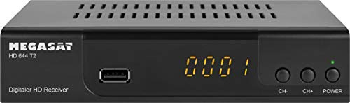Megasat HD 644 T2 – DVB-T2 Receiver für Free TV – Schwarz | Empfängt alle freien Sender über Antenne, USB-Mediaplayer, Full HD, SCART, HDMI