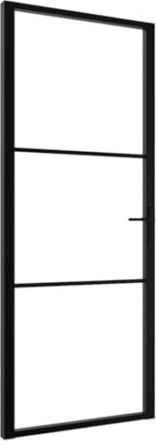 vidaXL Innentür mit Montagematerialien Industrie-Stil Wohnungstür Zimmertür Glastür Tür ESG Glas Aluminium 83x201,5cm Schwarz Aluminiumgriff