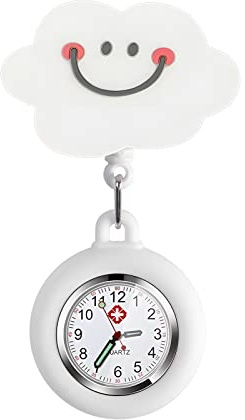 Begonia Niedliche Schwesternuhr Krankenschwester Uhr Süß Krankenschwesteruhr Tragbar Einziehbar Taschenuhr mit Leuchtend PflegeuhrSilikon Hängeuhr für Krankenschwester Mädchen
