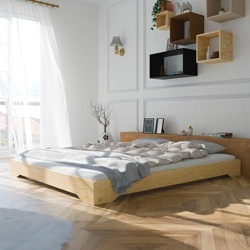 smartwood Bett 160x200 cm mit Lattenrost, Holz, TILA 7 | Bettgestell, Doppelbett aus FSC-Kiefernsperrholz, Belastbar bis 300 kg, Einfache Montage, abgerundete Kanten, Skandinavisch
