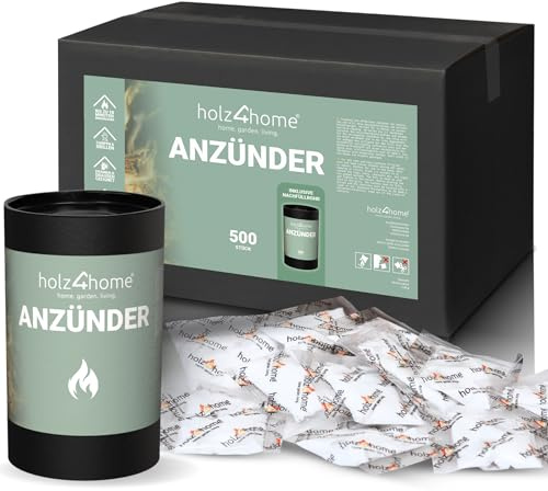 holz4home® Anzündtüten 500 Stück Grillanzünder Kaminanzünder Anzünder I Ofenanzünder Kaminofenanzünder für Zuhause I Outdoor & Indoor Anzünder Lange Brennbar wasserfest I Camping Anzündbeutel