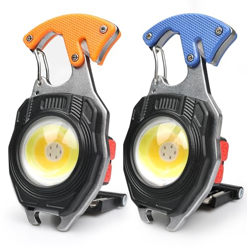 MAKDAK Taschenlampenwerkzeug mit Karabiner, 2 Stück, Schlüsselanhänger Maiskolben, Arbeitslicht, 7 Lichtmodi, Superhell wiederaufladbare Taschenlampen, Mini-Taschenlampe, Flaschenöffner