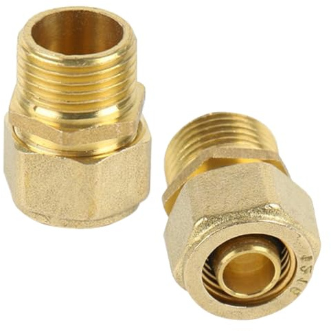 2 Stück Klemmringverschraubung 20 mm x 3/4 AG Messing für Verbundrohr | Aus hochwertigem Messing, DVGW-konform, passend für Mehrschichtverbundrohre und Aluverbundrohre, korrosionsbeständig