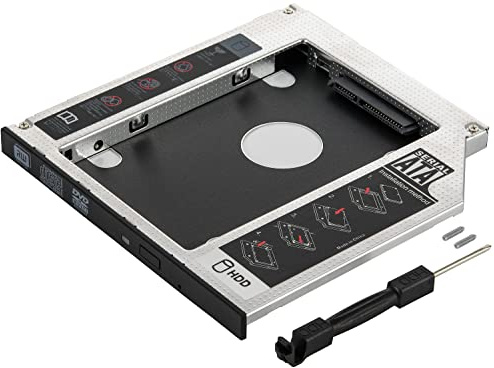 Poppstar Laufwerksrahmen für 2,5 SSD HDD Festplatte (7mm, 9,5mm) in 9,5mm Sata 3 CD-DVD Schacht (Notebook, Laptop, etc.), Festplattenrahmen Aufrüstset