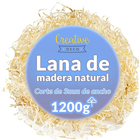 Creative Deco Holzwolle Füllmaterial | 1200 g Holzspäne | Geschenkkörbe | Organisches Füllmaterial | Organischer Füllstoff | Dekorationsmaterial für Pakete Geschenk