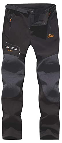 BenBoy Herren Wanderhose Wasserdicht Softshellhose Outdoorhose Winddicht Warm Gefüttert Skihose Snowboardhose Winter Trekkinghose,KZ1672M-Black2-L