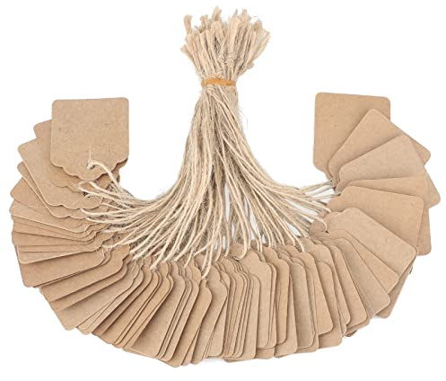 jijAcraft 500 Stück Preisschilder Hängeetiketten Markierungsetiketten mit Juteschnur, 35mm*45mm, für Schmuck Kleidung Display (Braun)