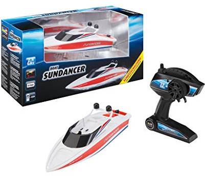 Revell RC Boot Sundancer, mit Schutzschaltung - die Propeller Laufen erst im Wasser Control Ferngesteuertes Boot, 31,5 cm, Weiß/Rot