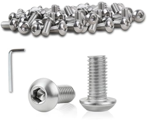 jwtyu 110 Stück Linsenkopfschrauben M4x10 mm Schrauben Edelstahl A2 V2A Flachkopfschrauben Innensechskant Rundkopfschrauben Vollgewinde für Industriellen Möbeleinbau