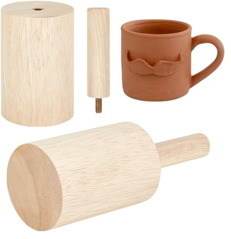 BENECREAT 12x8cm Tassen-Keramikformen, Holz-Töpferwerkzeuge Mit Griff, Töpferformen-Set Für Tonkeramik, Rippenholz, Formende Porzellantasse