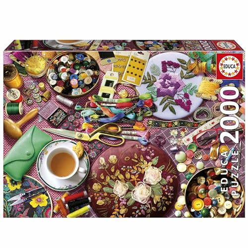 Educa - Der Nähtisch | Puzzle 2.000 Teile für Erwachsene ab 14 Jahren, Nähen Handarbeit Vintage (20263)