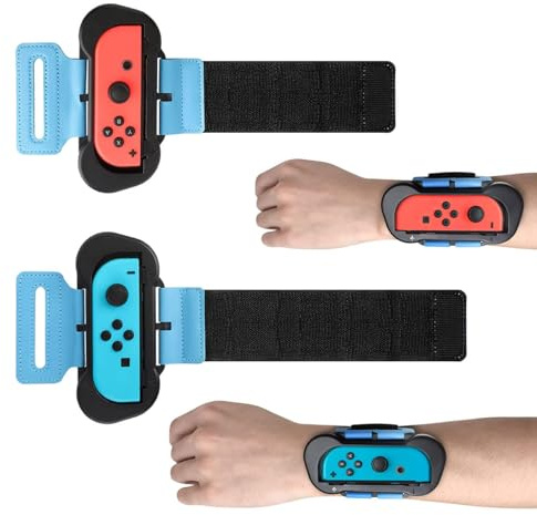 GAMSURFING Armbänder für Just Dance 2025/2024/2023/2022 & Zumba Burn It Up, [Schwarz] Verstellbare elastische Armbänder für Nintendo Switch Controller/Switch OLED JoyCons Just Dance Zubehör, 2er Pack