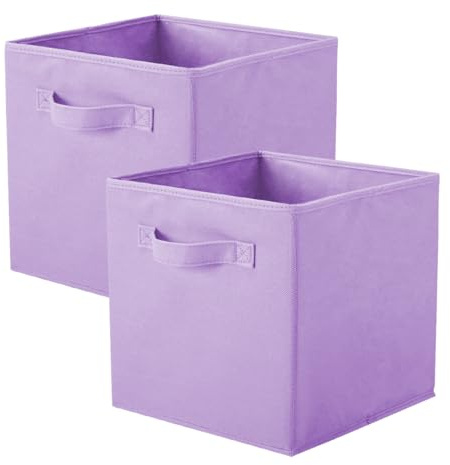 PowerKing Aufbewahrungsbox, 2 Stück faltbar Aufbewahrungswürfel Aufbewahrung Box aus Stoff in Würfelform, Hellviolett