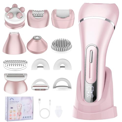 Focenat 7 In 1 Epilierer damen,Rasierer Damen,Intimrasierer für frauen,Damenrasierer Elektrisch,Bikini trimmer damen intimbereich,IPX7 Wasserdichter,Led-Anzeige,für Bikini,Achseln,Beine