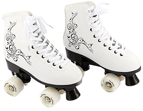 Rollschuhe / Discoroller von FunTomia in verschiedenen Größen 30 - 42 plus 16 Stück Mach1 ABEC-11 Kugellager (40, Weiß)