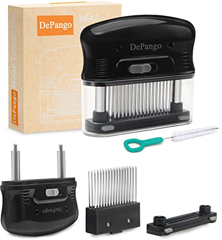 DePango Fleischzartmacher, Steaker Fleischzartmacher Edelstahl mit robustem Edelstahl 48 Klingen für Fleisch, Steak, Hähnchen, Schweinefleisch, Rinderbrust, abnehmbar zum Reinigen, Medium