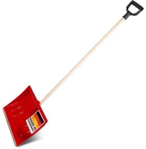 SHW-FIRE | Schneeschieber 40 cm breit, robuster Holzstiel, Schaufel aus Kunststoff, und Aluminiumkante, Schneeschaufel optimal für Schnee räumen auf Gehwegen & Einfahrten | Made in Germany