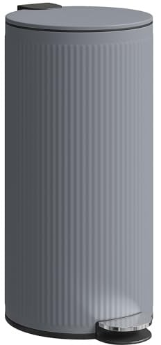 HOMCOM Mülleimer 30 L Treteimer mit Softclose-Deckel und Pedal, Abfallsammler mit abnehmbarem Inneneimer, Abfalleimer, Metall, Dunkelgrau, 36 x 30 x 60,5 cm