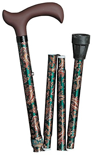 Gehstock aus Aluminium, ausziehbar, faltbar, Paisleygrün