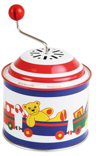 Lena 52756 Musikdrehdose Spielkiste, Musikdose ca. 10,5 x 7,5 cm, Blechdrehdose mit Melodie Der Frühling, Drehdose aus Metall, Drehorgel für Kinder ab 18 Monate, Orgel mit Motiv, Mehrfarbig
