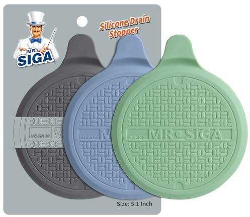 MR.SIGA Silikon-Badewannenstopfen, Abflussstopfen für Dusche und Waschbecken, Durchmesser 13 cm, 3er-Pack