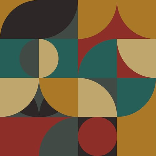 CRE8TIVE Abstrakte Tapete Geometrisches Muster Selbstklebende Tapete Vintage Folie für Möbel Kinderzimmer Klebefolie Möbel Schrankfolie Wohnzimmer Küchenrückwand Arbeitsplatte 30.5cm x 300cm