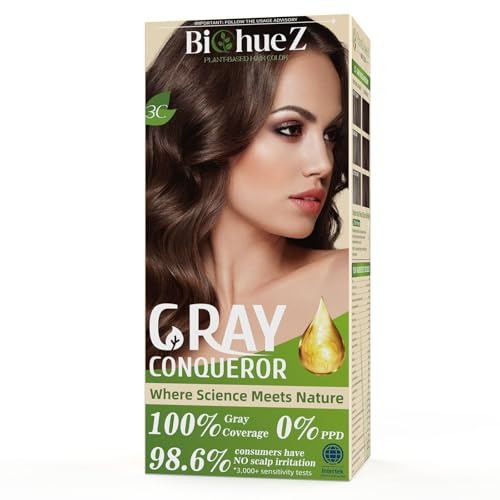 BioHueZ Permanente Haarfarbe Dunkelbraun PPD-frei | Pflanzliche Haarfarbe 100% Grauhaarabdeckung Vegan für ein langanhaltendes Farbergebnis 3C Schokolade Braun 120ml