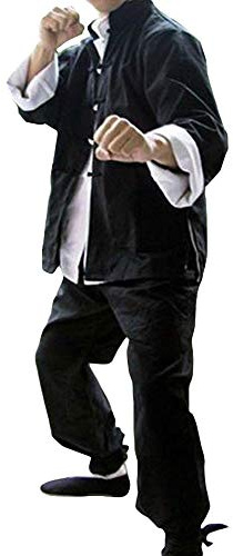 G-LIKE Herren Classic Kung Fu Kampfsportuniformen 3er-Set - Baumwolle - Schwarz (Schwarz, XL)
