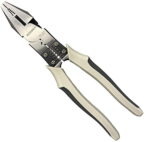 BOOSDEN 5-in-1 Kombizange Zange mit Abisolierzange+Drahtcrimper+Drahtschneider+Wickelfunktion+Drahtverdrillzange,Multifunktionale Kombinationszange,Linesman Zange,Kombizange Professional electric,22cm