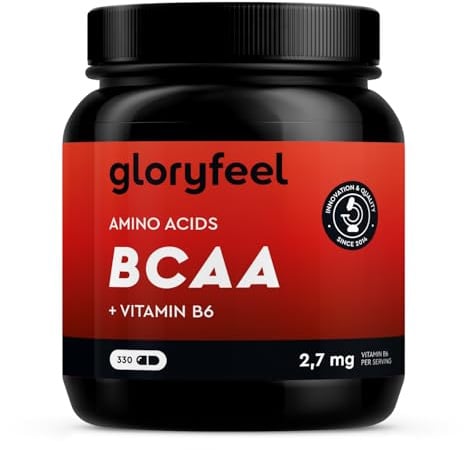 BCAA 330 Kapseln - Essentielle Aminosäuren Leucin, Valin und Isoleucin Plus Vitamin B6 - Laborgeprüft und ohne Zusätze in Deutschland hergestellt