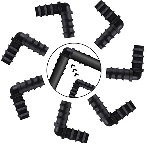 8 Stück L Schlauchverbinder, 13.0 mm (1/2 Zoll) Eckverbinder Steckverbinder 90° Grad Bogen Eckverbinder Schwarz Schlauch Fitting Zubehör Schlauchanschluss für Bewässerung System