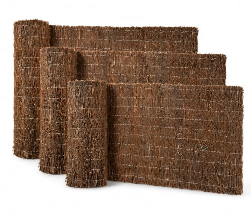 Floordirekt Heidekrautmatte 200 x 300 cm - Sichtschutz, Windfang & Dekoration für Garten, Balkon & Terrasse - Naturprodukt - wetterfeste Sichtschutzmatte, Sichtschutzzaun, Weidenmatte