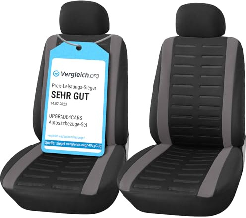 Upgrade4cars Autositzbezüge Set für die Vordersitze | Auto-Schonbezüge Universal in Grau
