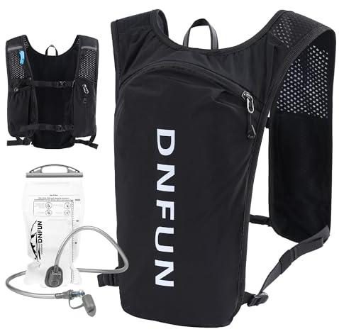 DNFUN Laufweste Damen Herren, verstellbare Laufweste mit 1500ml Trinkblase,Trinkweste Laufen 5L Running Vest Reflektierende Laufrucksack Damen für Outdoor Läufe,Jogging,Wanderungen, Radfahren
