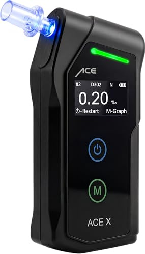 ACE X Alkoholtester - Alkotester mit 99,1% Genauigkeit laut TU Wien - elektrochemisch & polizeigenau - Profi-Alkoholmessgerät