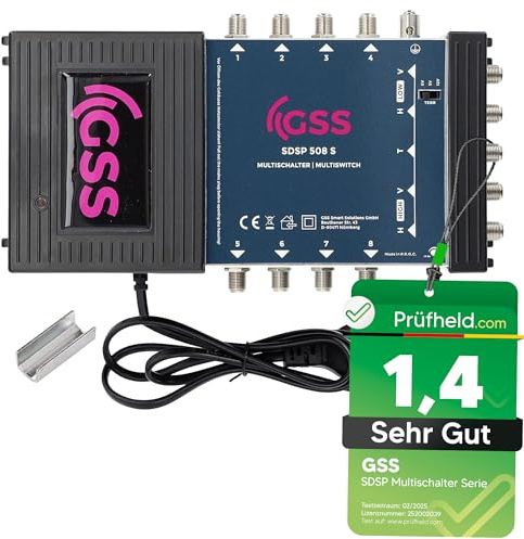 [ Test SEHR GUT *] GSS 5/8 Multischalter für Quattro & Quad LNB, Multiswitch für 1 Satelliten & 8 Teilnehmer (TV, Sat Receiver), Matrix Sat Verteiler, HD 4K Digital, für Schüssel Spiegel Antenne