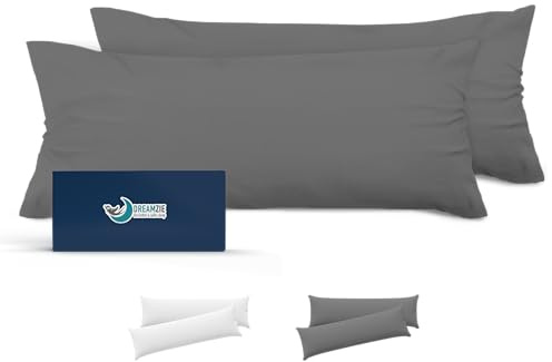 Kissenbezug 40x150 Anthrazit 2er Set Mikrofaser Oeko-TEX Zertifiziert Dreamzie - Kopfkissenbezug 40x150 Weich