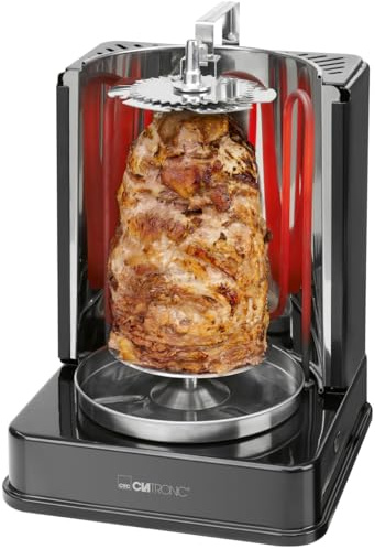 Clatronic® Döner-Vertikal-Multigrill | Multigrill Perfekt für Gyros, Kebab & mehr | Gyrosgrill für Fettfreies Grillen zuhause | Dönergrill Inkl. Drehspieß & 6 Fleischspieße | DVG 3686