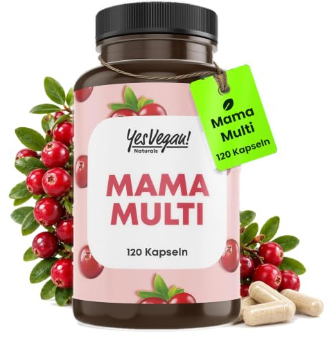 Schwangerschaftsvitamine mit Folsäure, Cholin, Stillzeit Vitamine 120 St | Mama Multi 3-in-1, Folat für das Wachstum des mütterlichen Gewebes, Prenatal Vitamins, Kinderwunsch, Eisen, D3, vegan