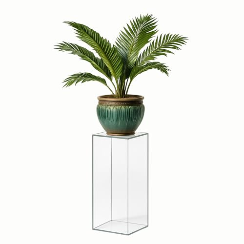 StarK Dekosäule aus klarem Arcylglass, Blumenständer (M = 25x25x80cm Hoch) Blumensäule,Pflanzenständer [belastbar bis 30kg]